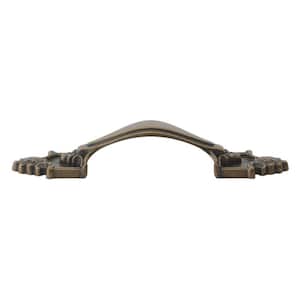 3-1/2 in. Center-to-Center Antique Brass Deco Cabinet Pull (10-Pack)