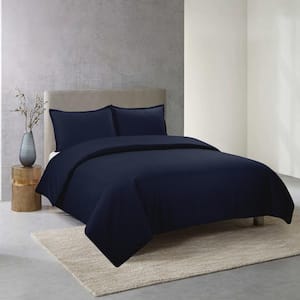 Perfectly Cotton 2-Piece Navy Solid Cotton Twin/Twin XL Duvet Set