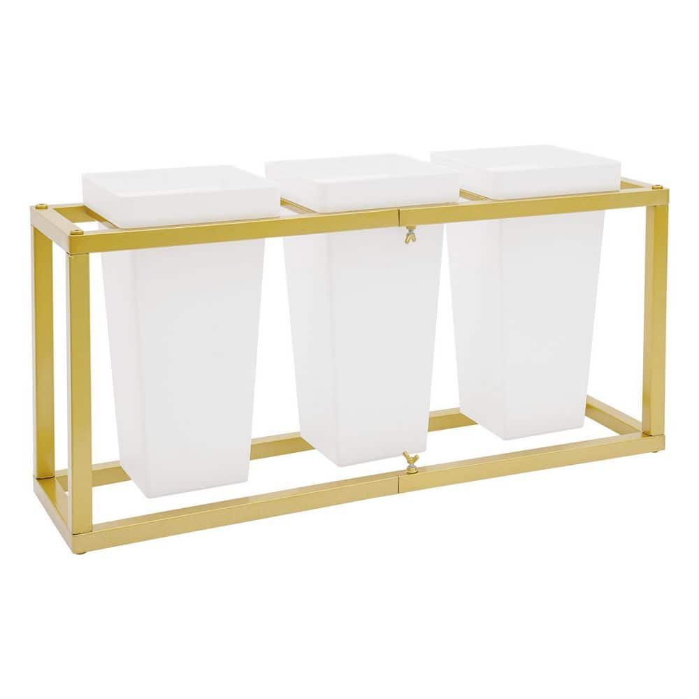 YIYIBYUS 13 in. x 27 in. Gold Metal Frame Plastic Flower Buckets ...