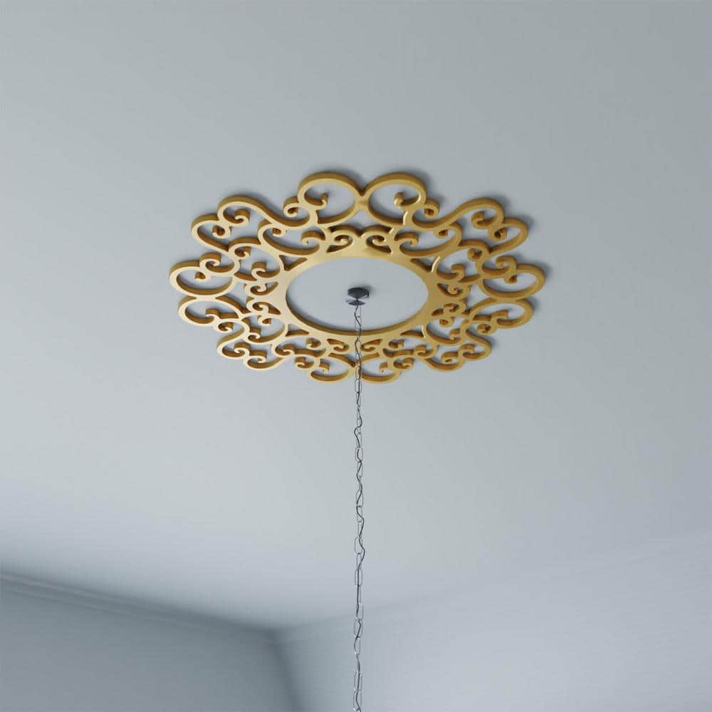 Gold 22" PVC Pierced Ceiling Medallion with Filigree Design
