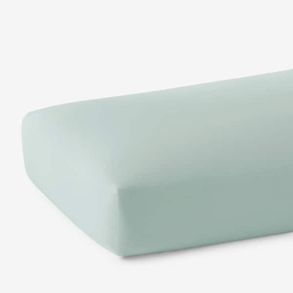 The Company Store Company Cotton Sea Mist Solid 300-Thread Count Cotton Percale California King Deep Pocket Fitted Sheet