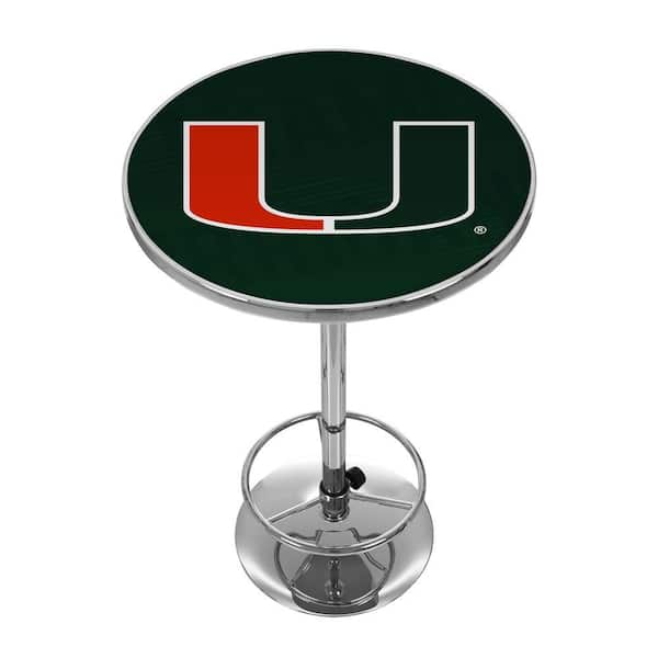 Trademark Global University of Miami Wordmark Chrome Pub/Bar Table