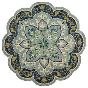 Well Woven Barclay Medallion Kashan Green 4 ft. Traditional Round Area ...