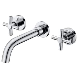 Modern Double Handle Wall Mounted Bathroom Faucet in Chrome