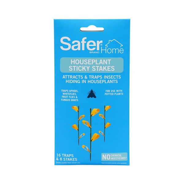 Safer Brand Houseplant Sticky Stake Insect Traps for Indoor Plants - Traps Aphids, Whiteflies, Fruit Flies, Fungus Gnats (16 Traps)