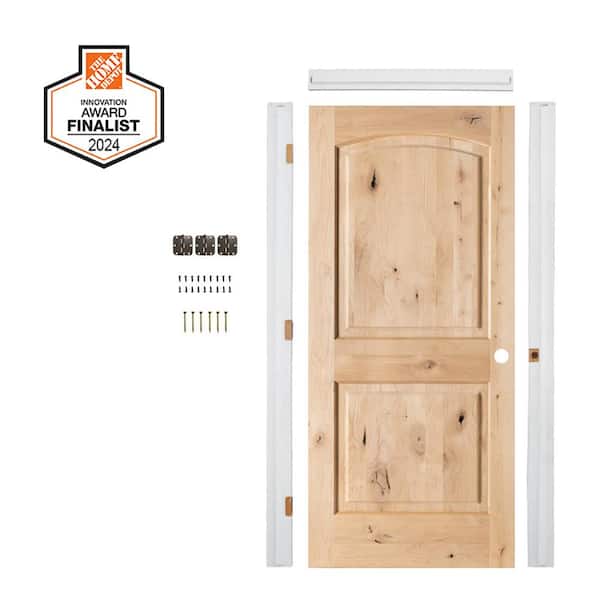 DIY RTA Kit 30 in. x 80 in. Arch Top Left-Hand Stainable Solid Core Hardwood Single Ready To Assemble Interior Door