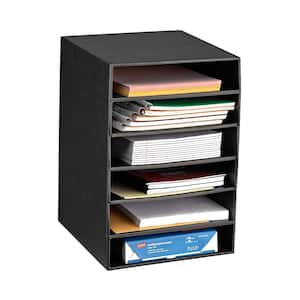 6-Tier Black Corrugated Cardboard Desk File Organzier