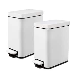 1.3 Gal. Matte White Trash Can, Step-on, Slim Shape 2PCS Set