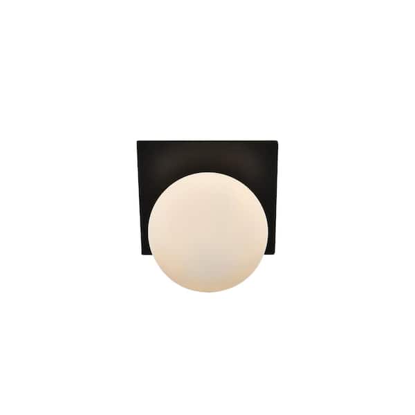 Unbranded Simply Living 7 in. 1-Light Modern Black Vanity Light with Frosted White Round Shade