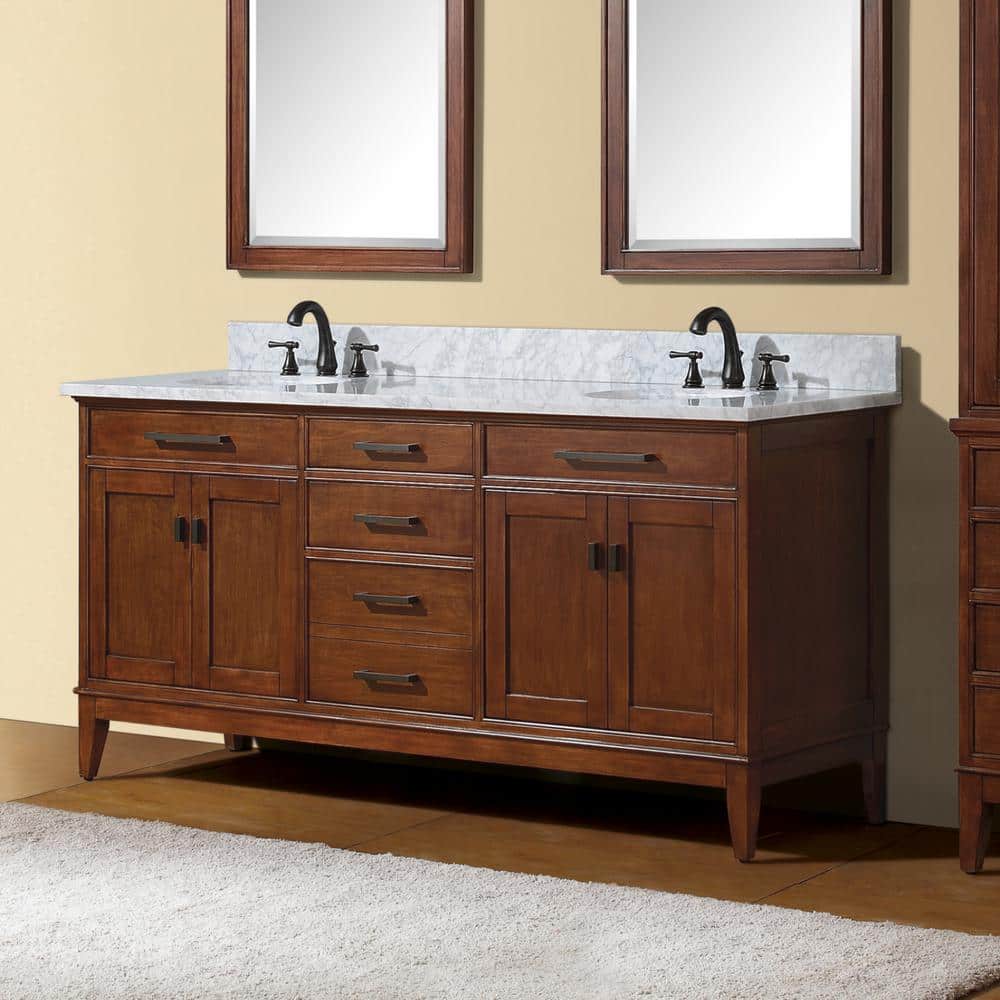 Tobacco Solid Wood Double Freestanding Vanity 72"