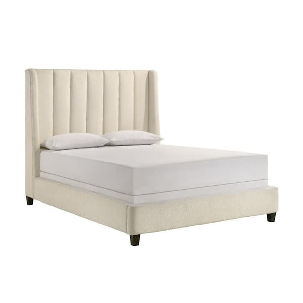 Aegis Beige Wood Frame Queen Size Platform Bed