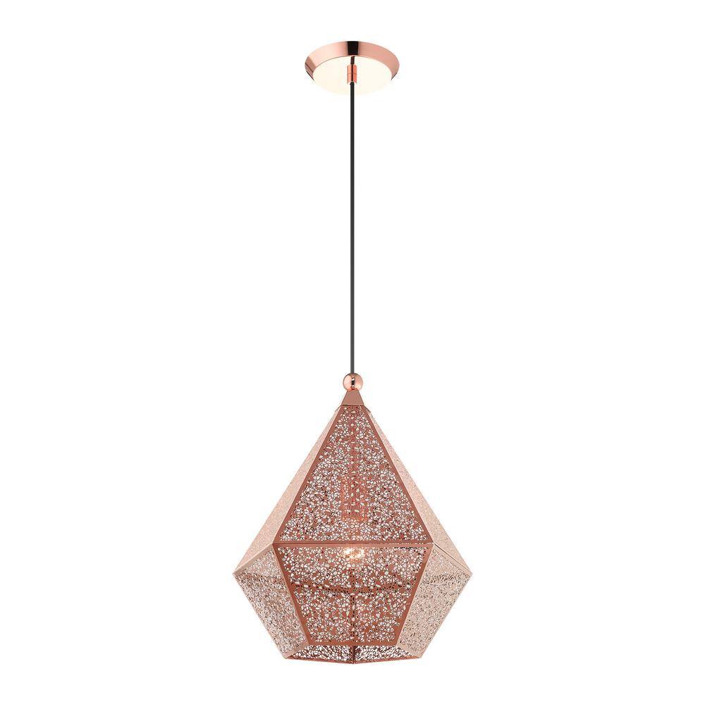 Rose Gold Filigree Metal Globe Pendant Light