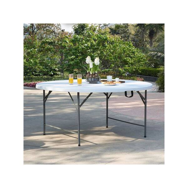 HOMESTOCK Foldable Resin Table with Sturdy Steel Support