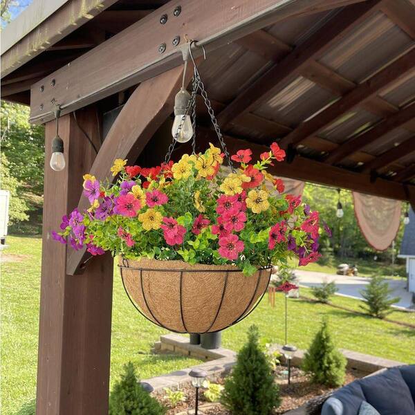 Unbranded 20.9 in. Artificial Hanging Flowers in Basket, Decor Fake Hanging  Plants, Mixed Color AVDYHLPZ