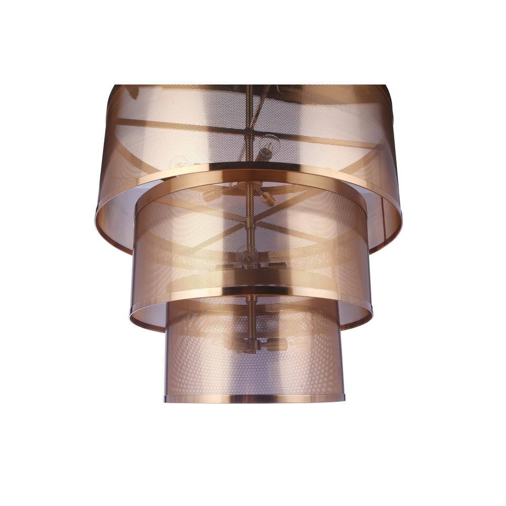 Satin Brass 12-Light Mesh Drum Pendant
