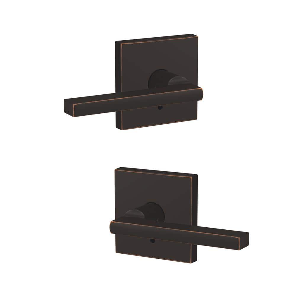 Schlage Custom Latitude Aged Bronze Dummy Door Handle with Collins Trim (2Pack) FC172 LAT 716