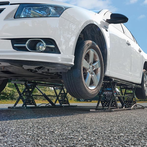 Portable Car Lift, 5,000 lbs. Capacity, 25.6 in. Max Height, Heavy-Duty Steel Construction, 120V Power Unit for Garages
