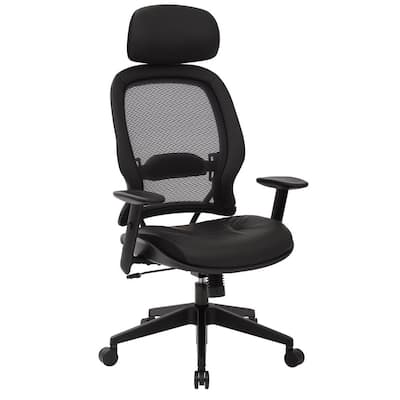 57 Series 26.5 in. Width Big and Tall Black Leather Ergonomic Chair with Adjustable Height