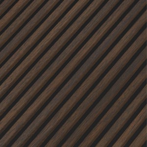 Brown 0.39 in. x 1 ft. x 8.5 ft. Smoke Oak 3D Wood Slat Wall Panels Vinyl Decorative Wall Paneling (4-Pack)