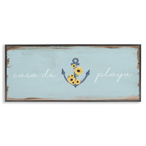 Stupell Industries Beach House with Anchor by Lil' Rue Black Framed Nature Giclee Art Print 13 in. x 30 in.