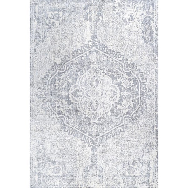 Modern Gray/Ivory 4 ft. x 6 ft. Persian Vintage Medallion Area Rug