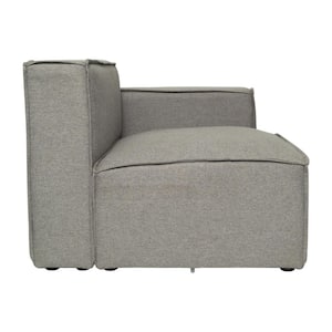 Gray Fabric Right Arm Rest Side Chair with Solid Wood