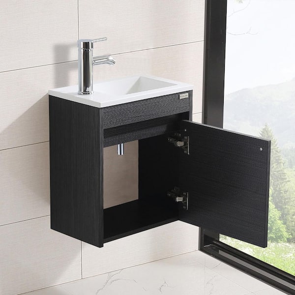 Wonline 16 Corner Bathroom Vanity Floating Style Wall Mount