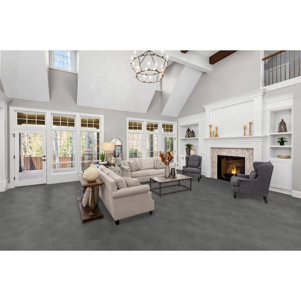 Perfected II  - Precise - Gray 60 oz. SD Polyester Texture Installed Carpet