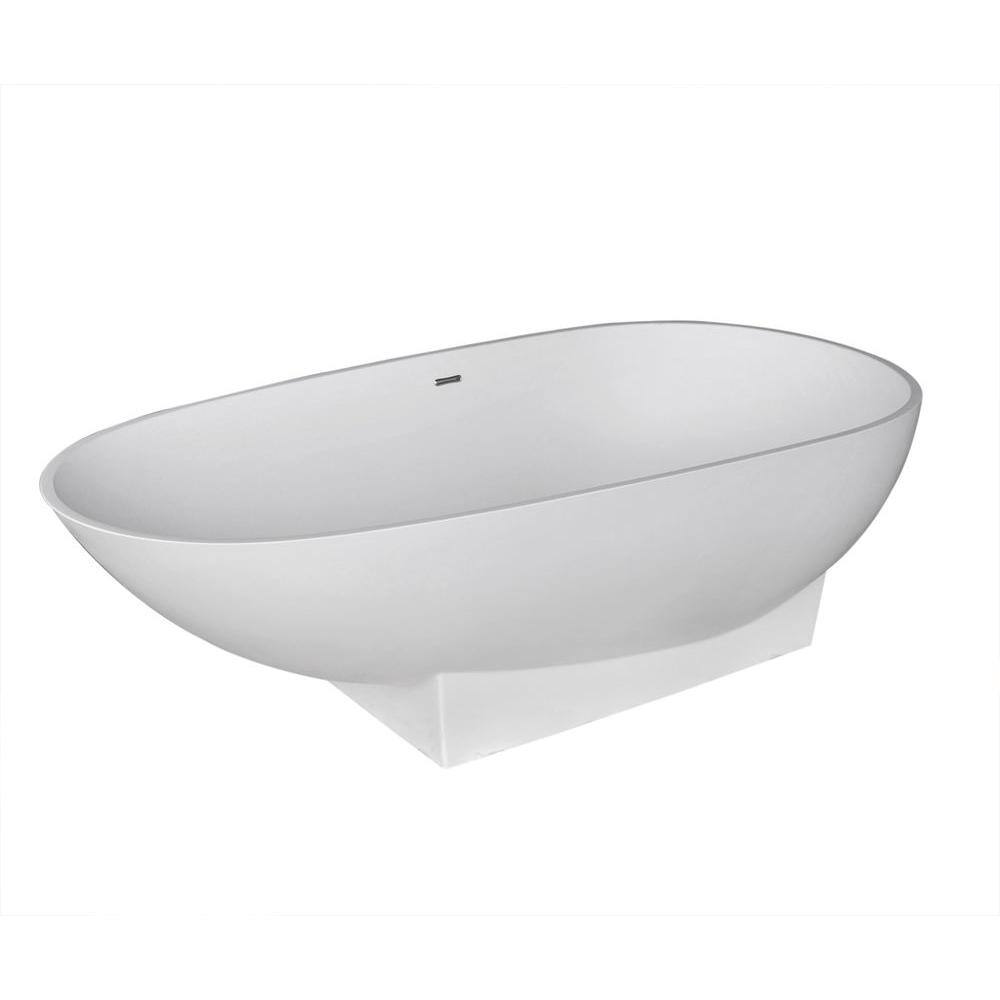 Volo 71 in L x 35 in W Man-Made Stone Center Drain Freestanding Bathtub in 
