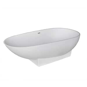 Silk Stone 6 ft. Artificial Stone Center Drain Oval Bathtub in White