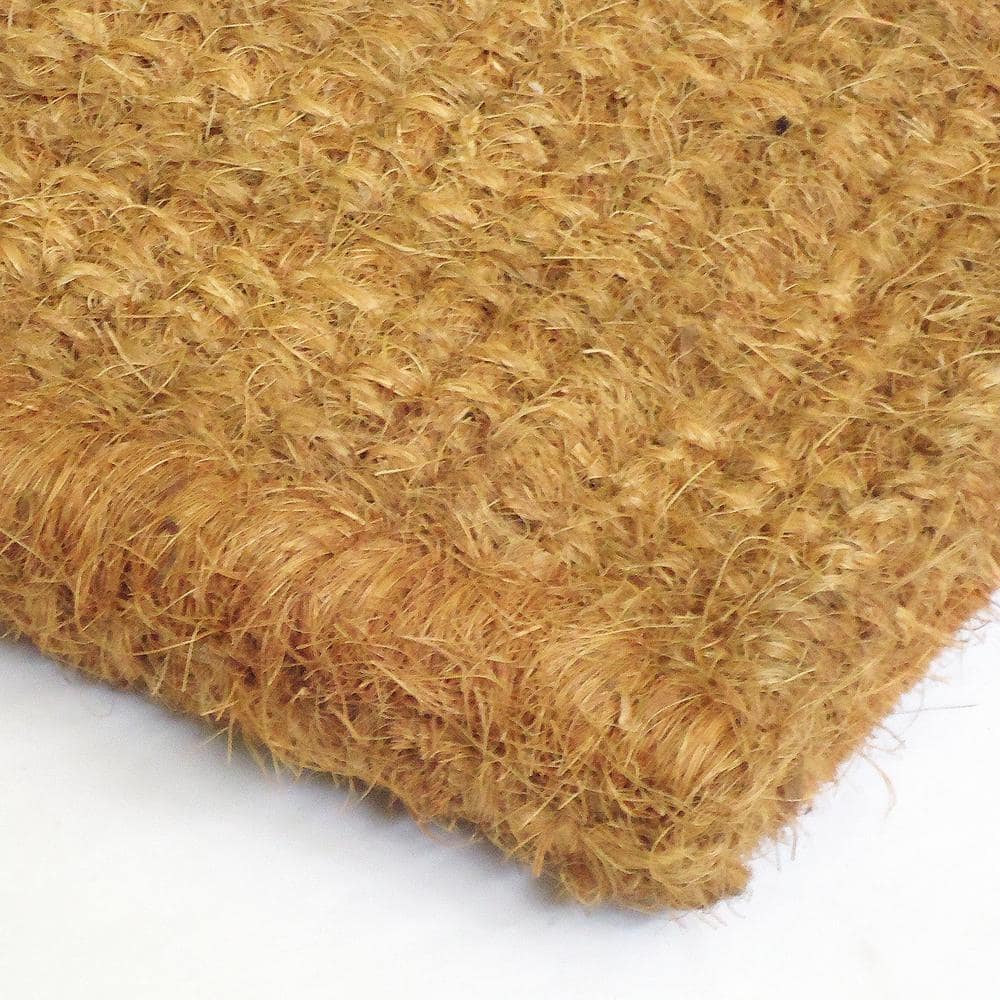 Half Round Black and Beige Coir Outdoor Doormat