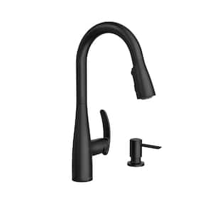 Reyes Single-Handle Pull-Down Sprayer Kitchen Faucet with Reflex and Power Clean in Matte Black