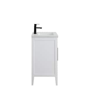 24 in. W x 18.5 in D x 34 in. H Single Sink Bathroom Vanity Cabinet in White with Ceramic Top