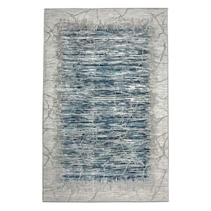 Davide 1229 Transitional Crackled Blue 3 ft. x 5 ft. Area Rug