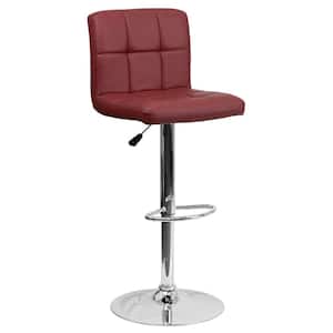 34 in. Adjustable Height Burgundy Cushioned Bar Stool
