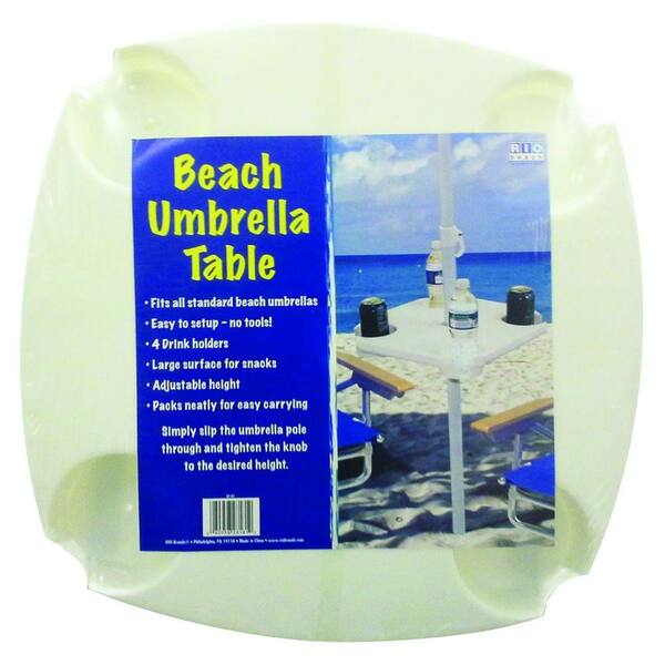 Sunnydaze Decor Beach Umbrella Drink Snack Holder Table, White