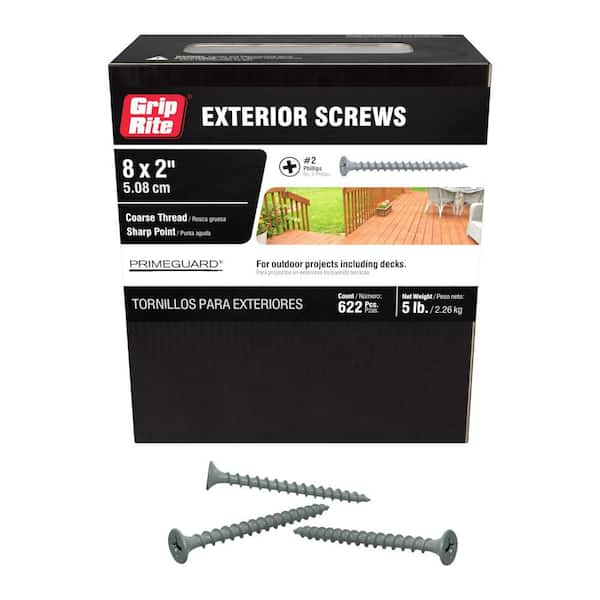 #8 x 2 in. #2 Phillips Bugle Head Coarse Thread Coated Exterior Screws 5 lb. Box