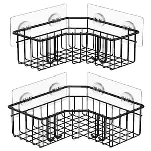 Dracelo 2-Pack Bronze Adhesive Stainless Steel Corner Shower Caddy Shelf  Basket Rack with Hooks B098X9LRDS - The Home Depot