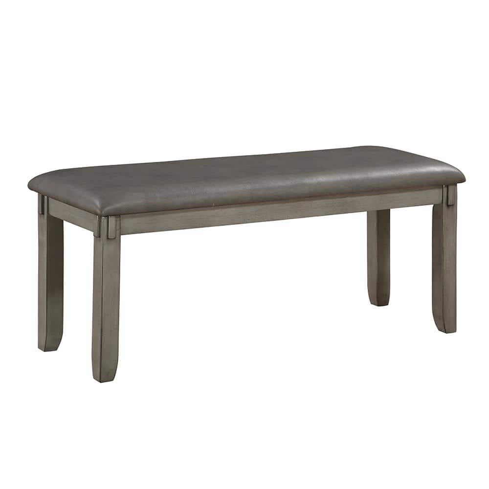 Transitional Gray 6-Piece Dining Set with Upholstered Chairs and Bench