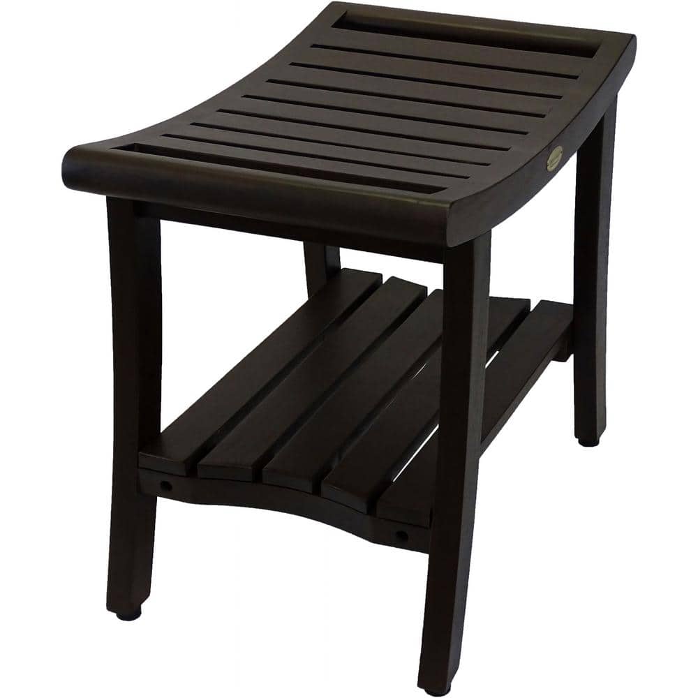 Elegant Harmony 24" Wide Teak Wood Safety Shower Bench with Shelf