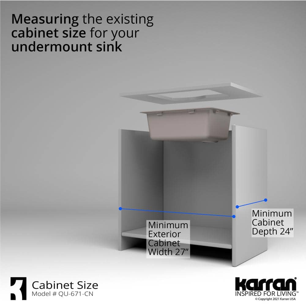 Karran 24" Concrete Quartz Single Bowl Kitchen Sink