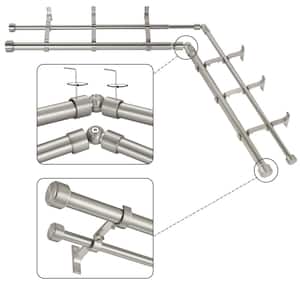 1 inch Adjustable Double Bay Window Curtain Rod with Finial 32''-86'' - Brushed Nickel