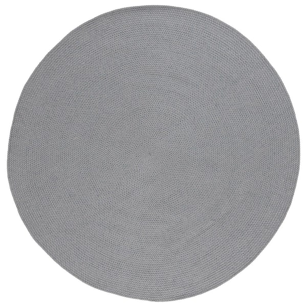 SAFAVIEH Braided Gray Blue 6 ft. x 6 ft. Abstract Round Area Rug