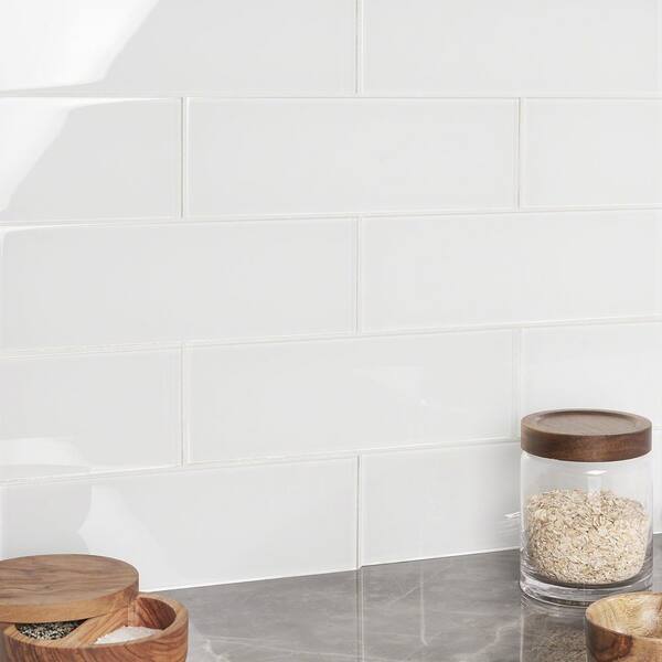 Ivy Hill Tile Contempo Bright White 4 in. x 12 in. x 8 mm Polished Glass Subway Floor and Wall Tile (15 pieces 5 sq.ft/Box) Ivy Hill Tile Contempo Bright White 4 in. x 12 in. x 8 mm Polished Glass Subway Floor and Wall Tile (15 pieces 5 sq.ft/Box)
