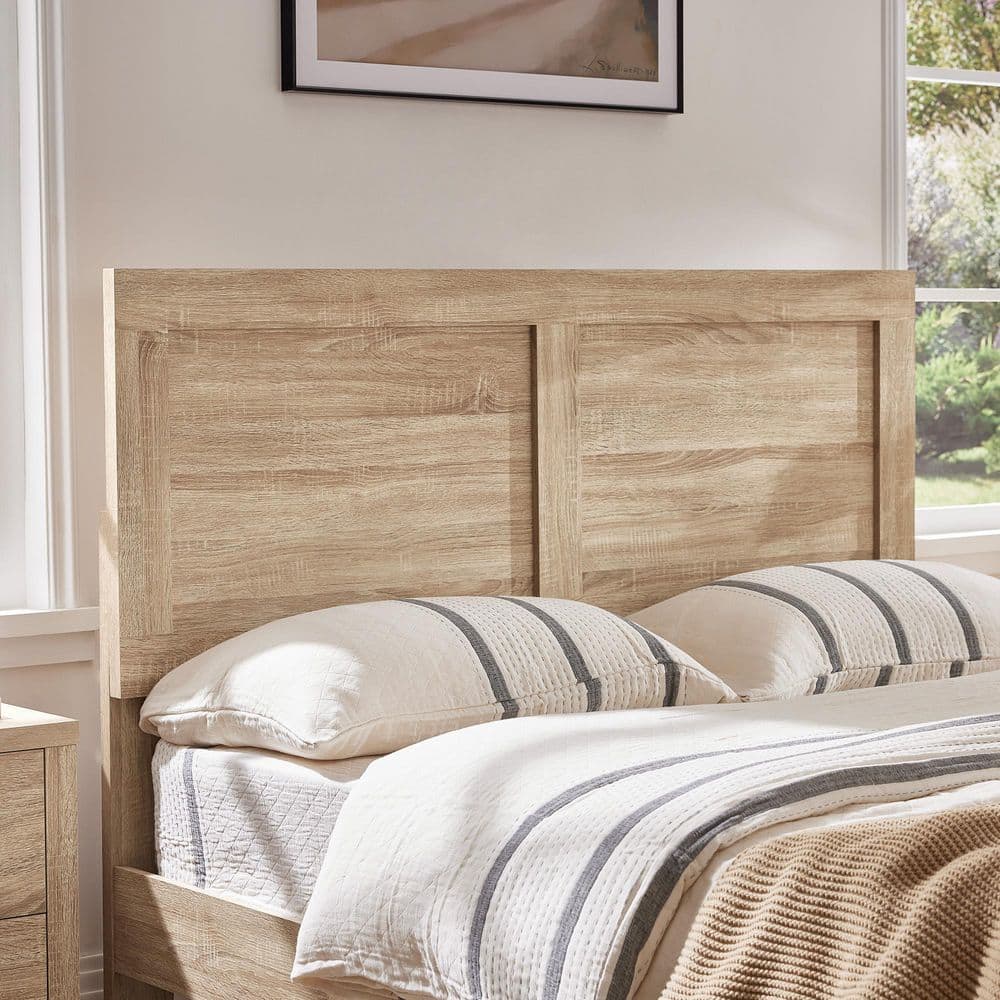 Talia Brown Wood Frame Queen Platform Bed with High Headboard Design, Solid Wood Legs, Sound-Absorbing Foam for Bedroom - thumbnail 9