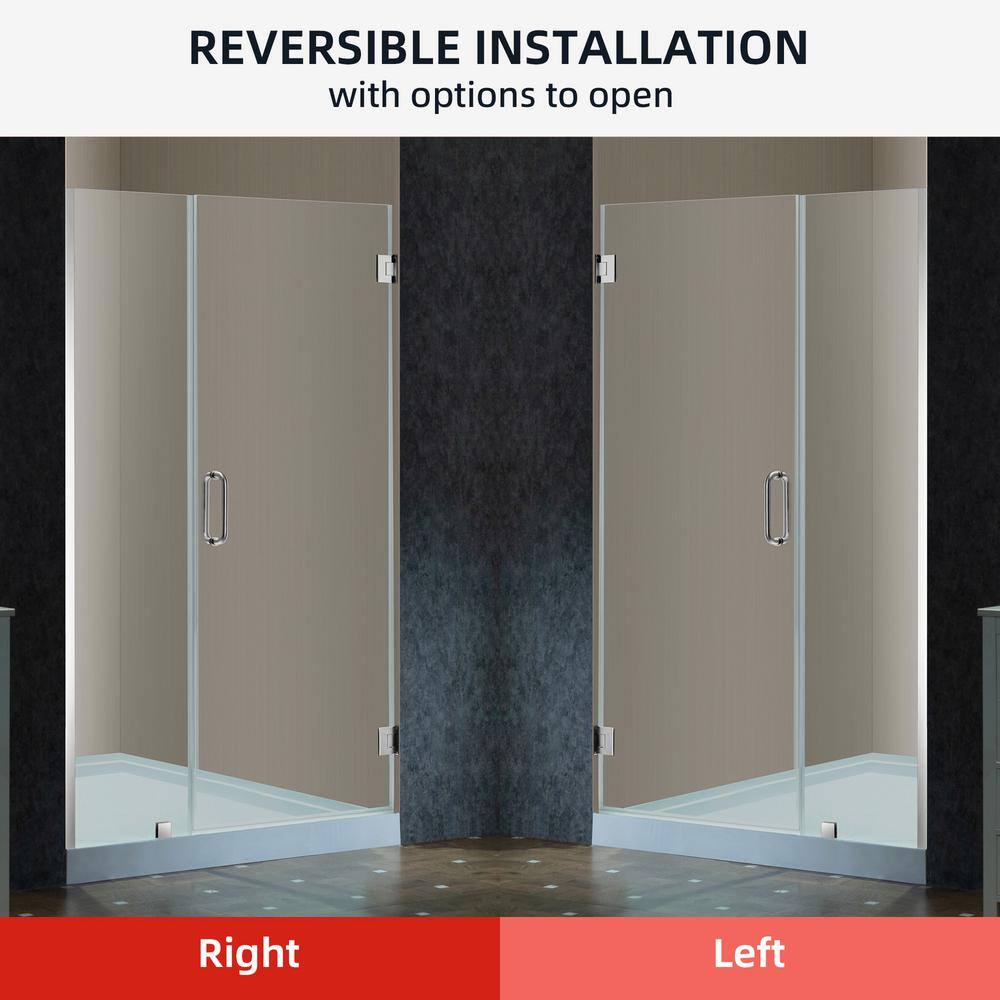 47" Chrome Frameless Pivot Shower Door with Clear Tempered Glass