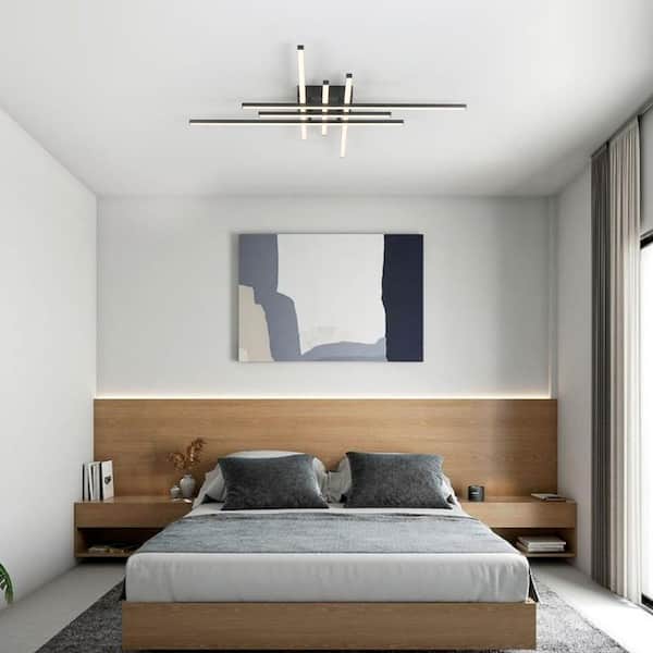 40 in. Linear Black Modern Integrated LED Dimmable Flush Mount for Dining Room Living Room, LED 3000K Warm Light