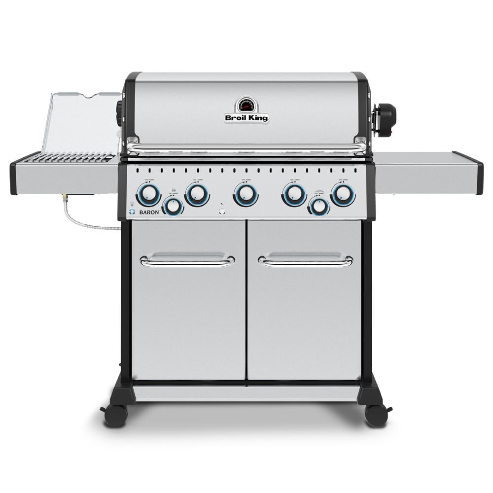 Broil King Baron S 590 Pro IR 5-Burner Natural Gas Grill in Stainless Steel  with Infrared Side Burner and Rear Rotisserie Burner 876947 - The Home Depot