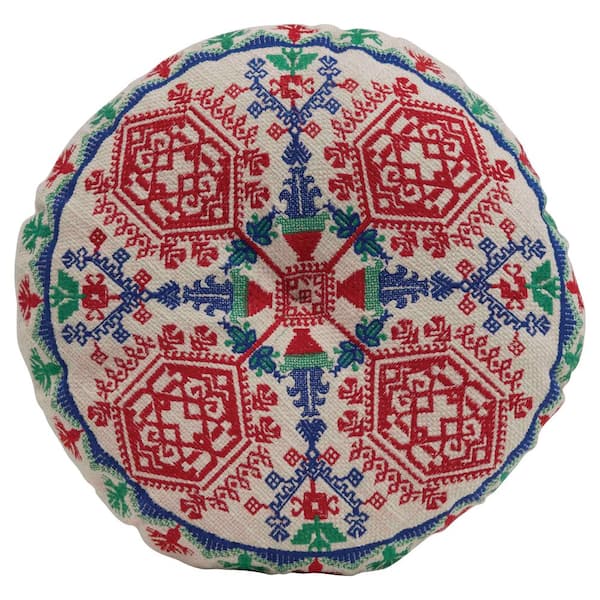 3R Studios Multi-Colored Cotton Embroidered Floor Cushion