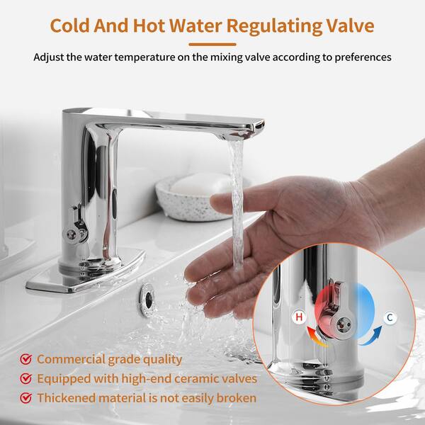 thumbnail image 2 of Touchless Bathroom Sink Faucet - Motion Sensor Automatic Faucet With Temperature Mixing Valve 2 of 14